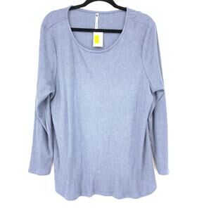 Leo & Nicole Pullover Long Sleeve Knit Top Womens Size PXL Blue Ribbed Knit NEW